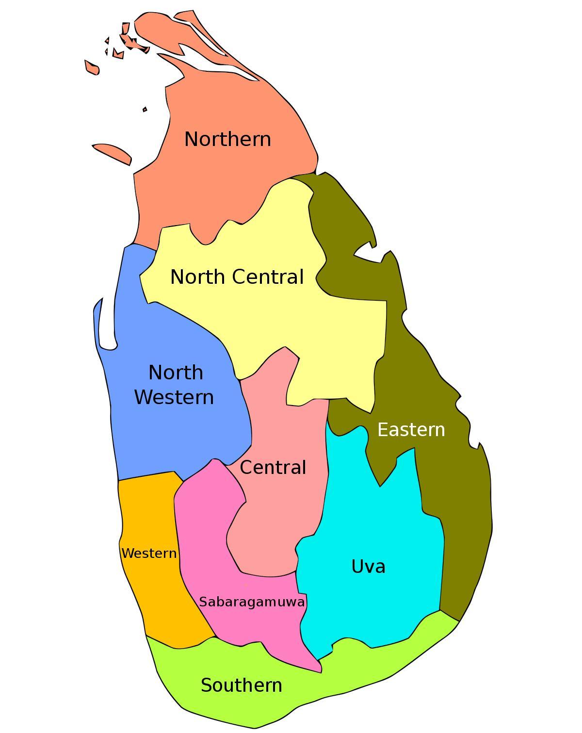 Покрајина Шри Ланке на мапи