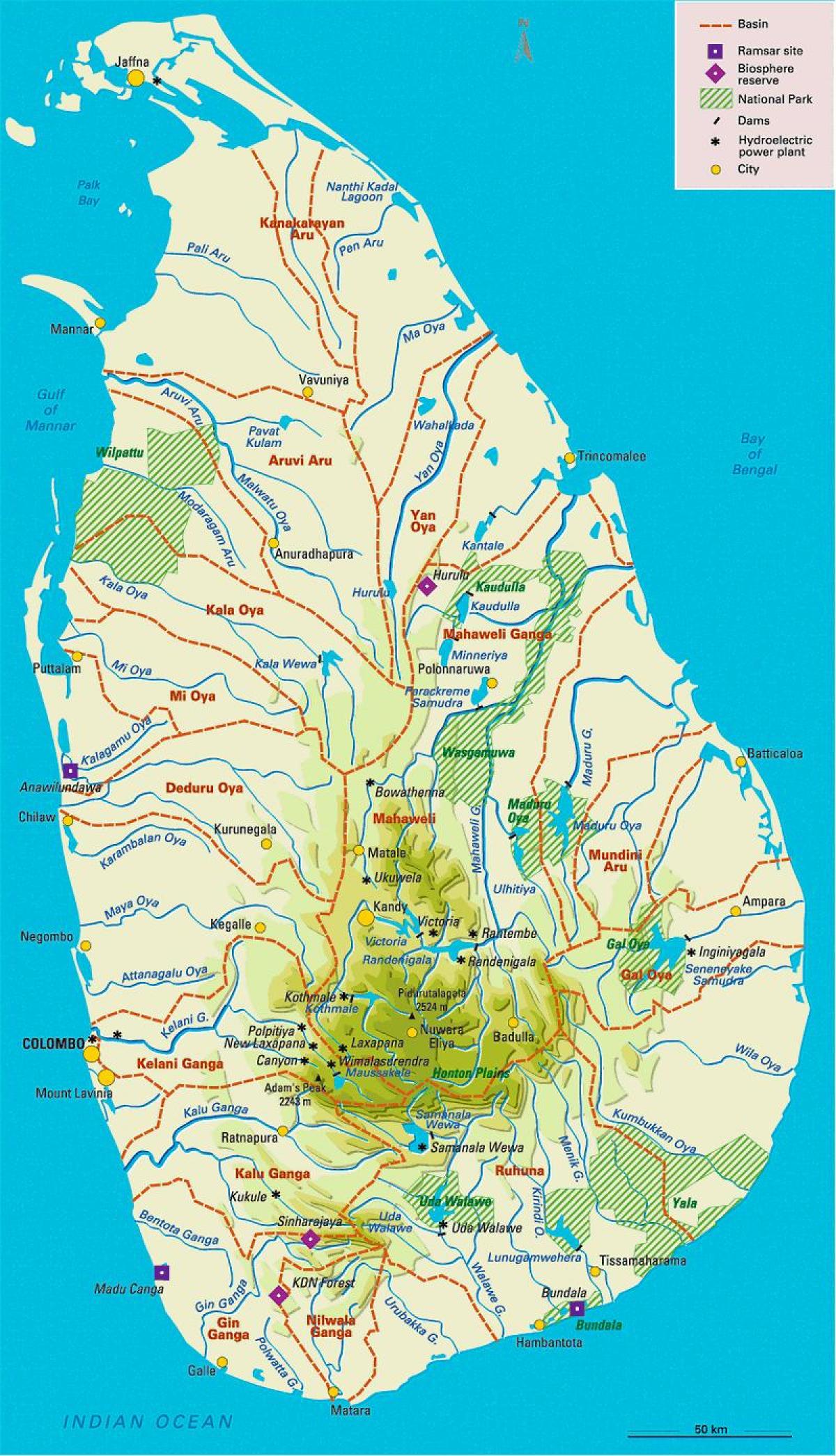 Реке Шри Ланке мапи у Тамилски