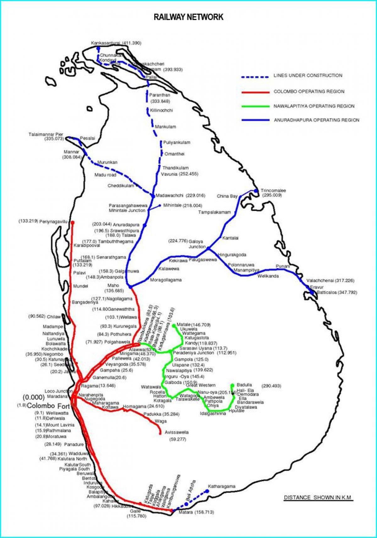 железнички пут мапи Шри Ланке