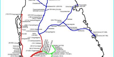 Железнички пут мапи Шри Ланке