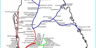 Железнички пут мапи Шри Ланке