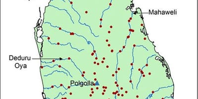 Карта реке Махавели мапи Шри Ланке